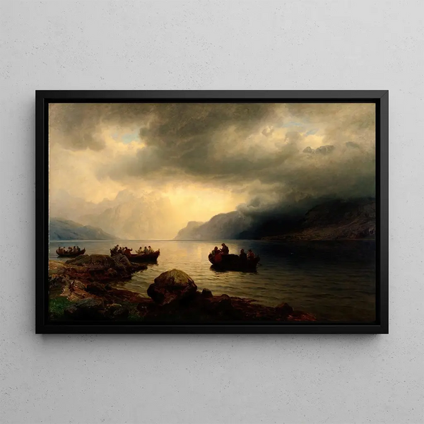 Hans Gude - Funeral Procession on the Sogne Fjord.webp