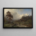 norwegische Landschaft bei Regen - Hans Gude — gerahmtes Bild an der Wand