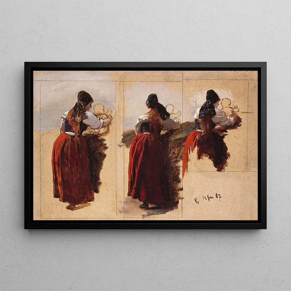 Hans Gude - Studies of a Woman from Rgen.webp