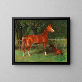 Hans Haag - Chestnut with Foal in the Meadow.webp