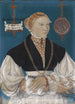 Portrait of Barbara Meyer zum Pfeil, wife of Hans Rispach - Hans Hug Kluber — artwork view