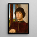 Portrait eines jungen Mannes - Hans Memling — gerahmtes Bild an der Wand