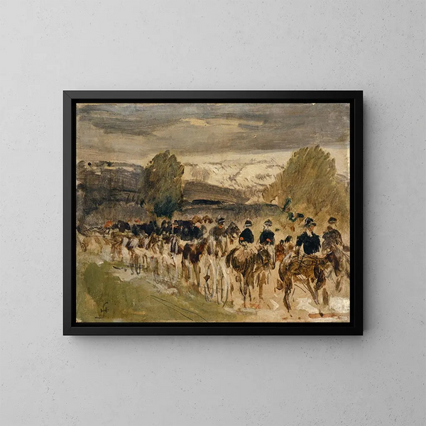 L'artiglieria di Neuchâtel in marcia da Thun a Friburgo - Hans Sandreuter — quadro incorniciato alla parete