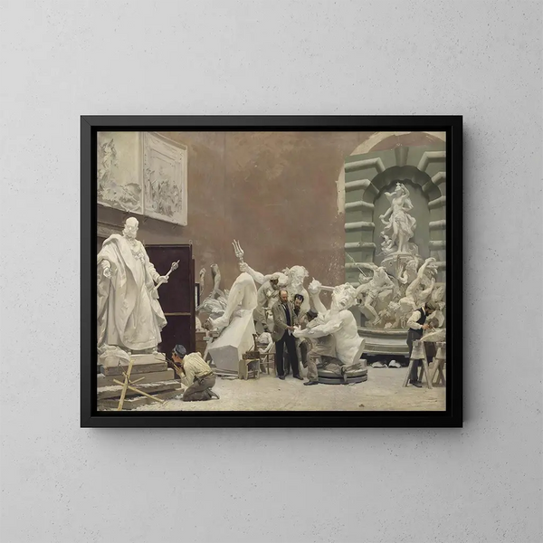Der Bildhauer Rudolf Weyr in seinem Atelier - Hans Temple — gerahmtes Bild an der Wand