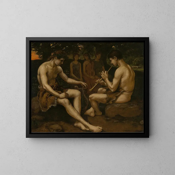 Apollon und Marsyas - Hans Thoma — gerahmtes Bild an der Wand