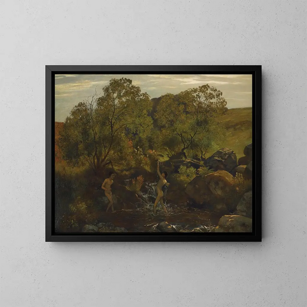 Giovani ragazzi che si bagnano - Hans Thoma — quadro incorniciato alla parete