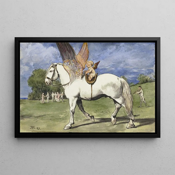 Chérubin sur Pégase - Hans Thoma — gerahmtes Bild an der Wand