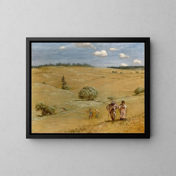 Hügelige Landschaft - Hans Thoma — gerahmtes Bild an der Wand