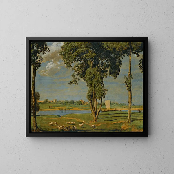 sulle rive del Main - Hans Thoma — quadro incorniciato alla parete