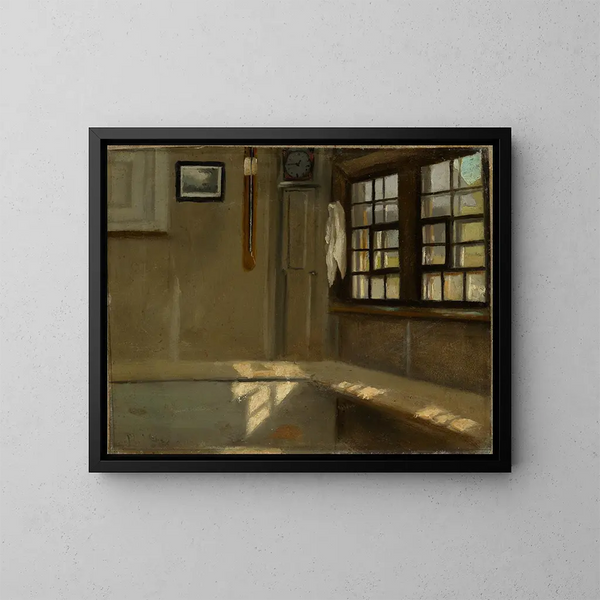 Ecken eines Zimmers in einem Bauernhaus - Hans Thoma — gerahmtes Bild an der Wand