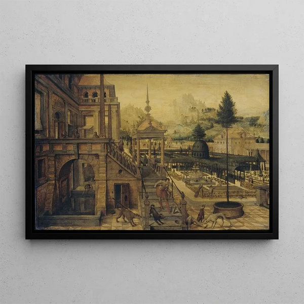 Hans Vredeman de Vries - Palace Gardens with Poor Lazarus in the foreground.webp