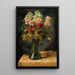 Un bouquet de fleurs avec des tulipes et des œillets dans un vase en verre avec papillon - Hans Zatzka — quadro incorniciato alla parete