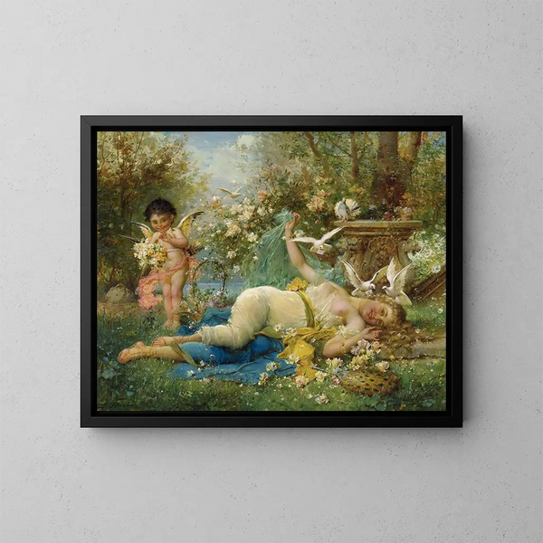 Venus und Amor - Hans Zatzka — gerahmtes Bild an der Wand
