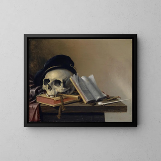 Harmen Steenwyck - Still Life With Skull Books Flute And Pipe.webp
