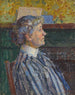 The striped blouse Portrait of Irène Battiscombe, the artist's sister - Harold Gilman — artwork view
