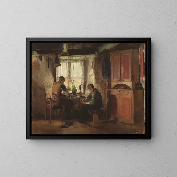 Un cordonnier di campagna - Harriet Backer — quadro incorniciato alla parete