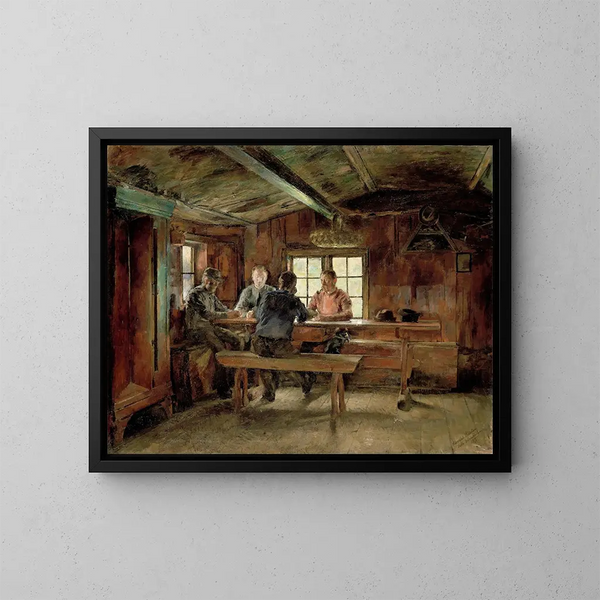 I giocatori di carte - Harriet Backer — quadro incorniciato alla parete