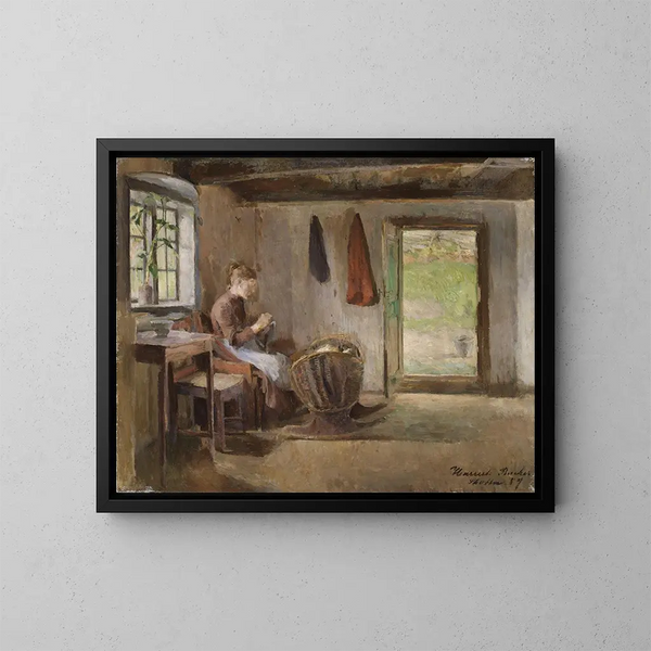 Interno di fattoria a Skotta in Brum - Harriet Backer — quadro incorniciato alla parete