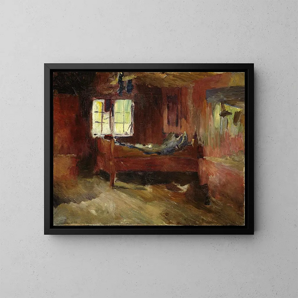 Interno di fattoria a Strlsjhaugen - Harriet Backer — quadro incorniciato alla parete