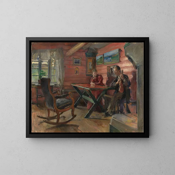 Il soggiorno a Kolbotn, da Hulda e Arne Garborg - Harriet Backer — quadro incorniciato alla parete
