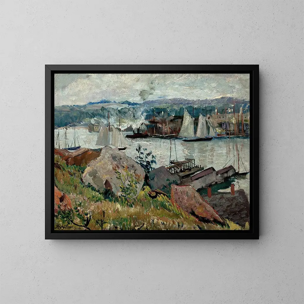 Hafen von Gloucester, Massachusetts - Hayley Lever — gerahmtes Bild an der Wand