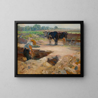 Heinrich Von Zgel - A peat digger with a team of oxen.webp