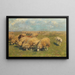 Troupeau de moutons avec chien de berger dans le pâturage - Heinrich von Zügel — gerahmtes Bild an der Wand
