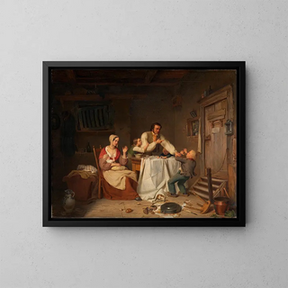 Mahlzeit unterbrochen - Heinrich von Rustige — gerahmtes Bild an der Wand
