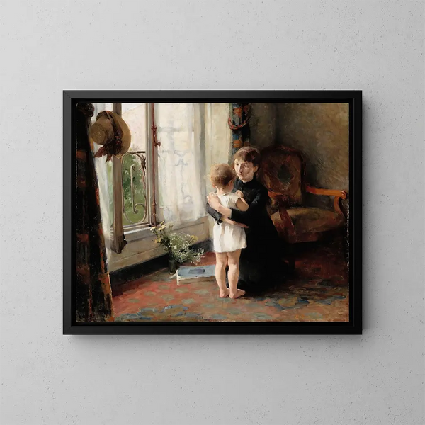Madre e bambino - Helene Schjerfbeck — quadro incorniciato alla parete
