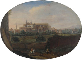 Hendrick Frans van Lint - Rome a view from a garden looking south towards San Giovanni in Laterano seen from behind.webp