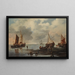 Calmo con navi e pescatori lungo la riva - Hendrick Jacobsz Dubbels — quadro incorniciato alla parete