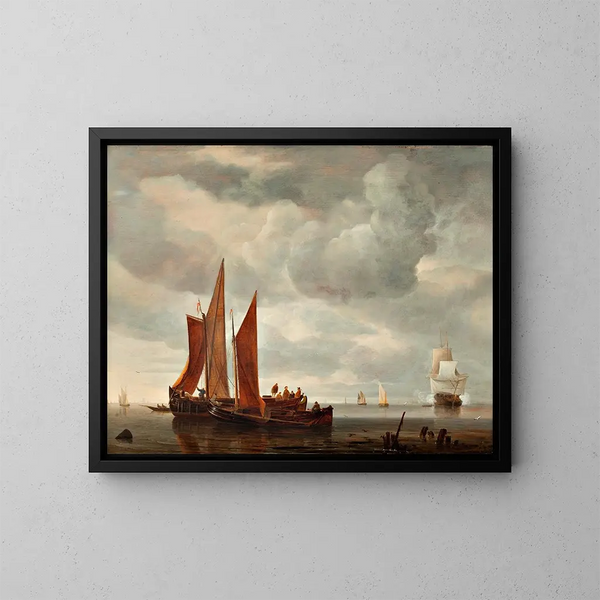 Bateaux devant Dordrecht - Hendrick Jacobsz Dubbels — gerahmtes Bild an der Wand