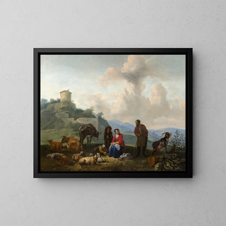 Hendrick Mommers - Famille de bergers au pied de ruines antiques et Famille de bergers au bord dune rivire.webp