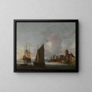 Hendrick van Anthonissen - Ships near Zierikzee with the Zuidhavenpoort in the Background.webp