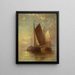 Voiliers en mer - Hendrick A. Hallett — gerahmtes Bild an der Wand