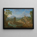 Parte di caccia elegante in un paesaggio ampio con montagne in lontananza - Hendrik Frans van Lint — quadro incorniciato alla parete