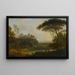 Italianate landscape painting with a villa on a promontory in the distance - Hendrik Frans van Lint — framed artwork on a wall