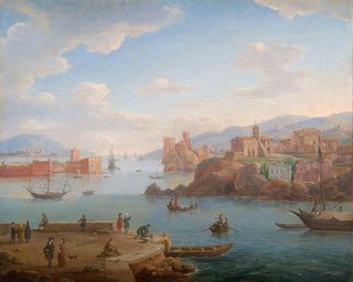 Hendrik Frans Van Lint - View of a Mediterranean harbour.webp