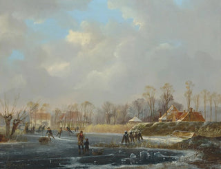 Hendrik Gerrit ten Cate - A landscape with figures on a frozen river.webp