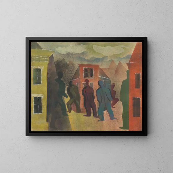Skulptur im Freien mit Figuren - Hendrik Nicolaas Werkman — gerahmtes Bild an der Wand