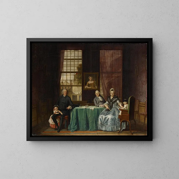 Gruppenfamilie in einem Interieur - Hendrik Pothoven — gerahmtes Bild an der Wand