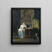 Innenraum-Gemälde mit einer Dame, die an einem Tisch sitzt - Hendrik Pothoven — gerahmtes Bild an der Wand