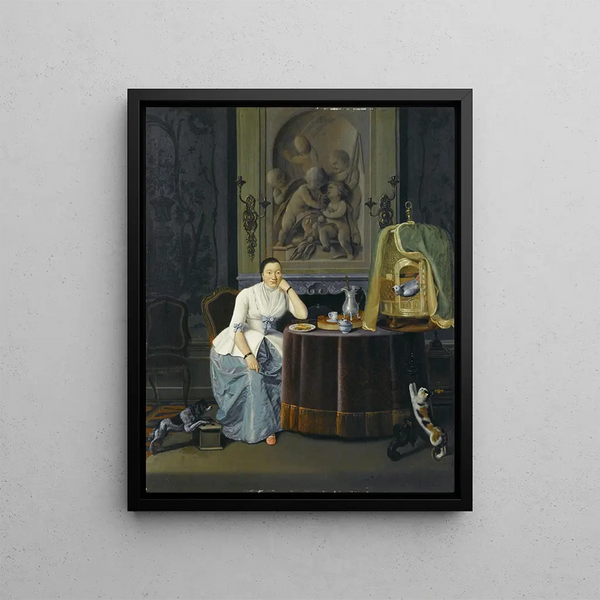 Hendrik Pothoven - Interior with a lady sitting at a table.webp