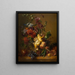 Nature morte con dalie, piante di rose trémière e altri fiori in un vaso di vetro - Hendrik Reekers — quadro incorniciato alla parete