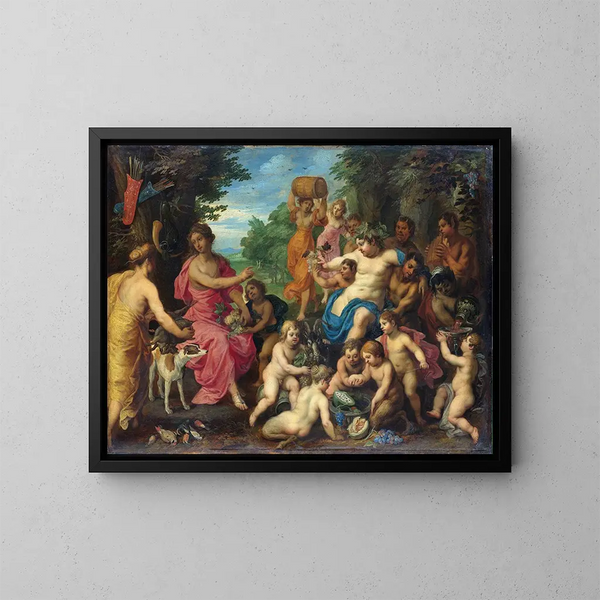 Bacchus und Diana - Hendrik van Balen — gerahmtes Bild an der Wand