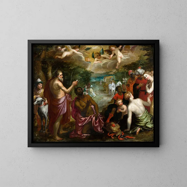 Der Tauf des Kammerherrn der Königin Candace von Äthiopien - Hendrik van Balen — gerahmtes Bild an der Wand