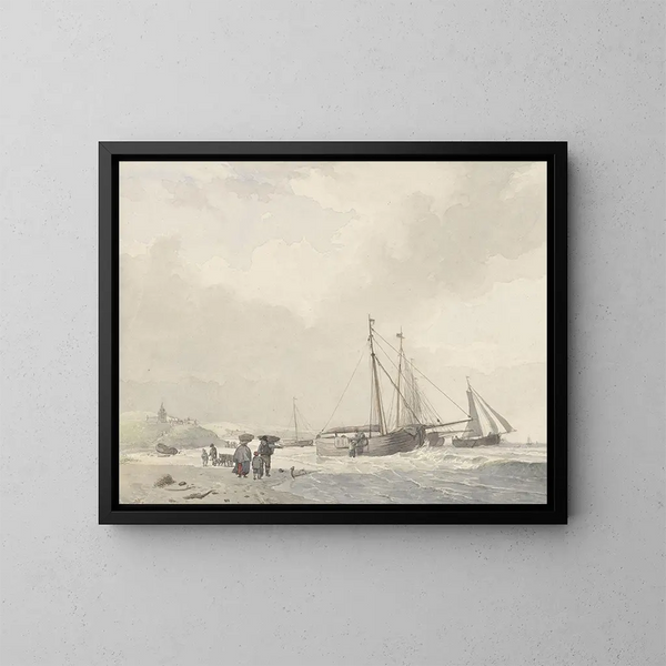 Ansicht des Strandes von Scheveningen - Hendrikus van de Sande Bakhuyzen — gerahmtes Bild an der Wand