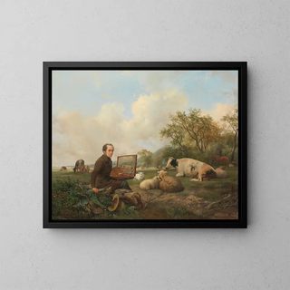 Hendrikus van de Sande Bakhuyzen - The Artist Painting a Cow in a Meadow.webp