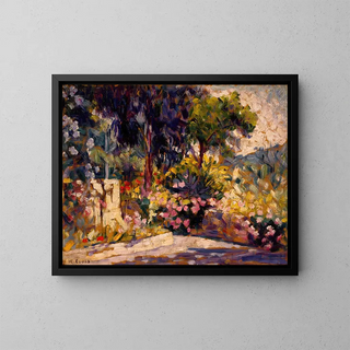 Die blumige Terrasse - Henri-Edmond Cross — gerahmtes Bild an der Wand