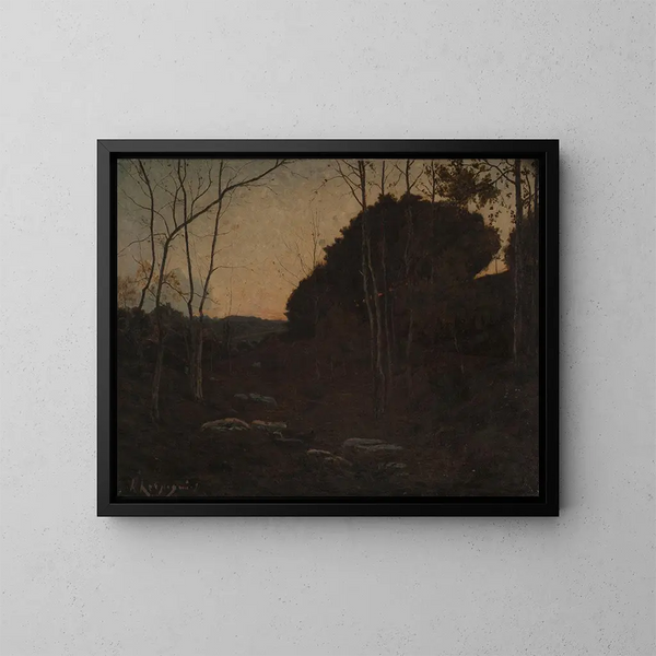 Chiostra nella foresta di Fontainebleau - Henri-Joseph Harpignies — quadro incorniciato alla parete